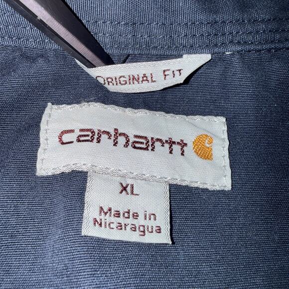 Carhartt Men's Trade Navy Blue Work Canvas Long Sleeve Work Shirt Size XL - Picture 6 of 9